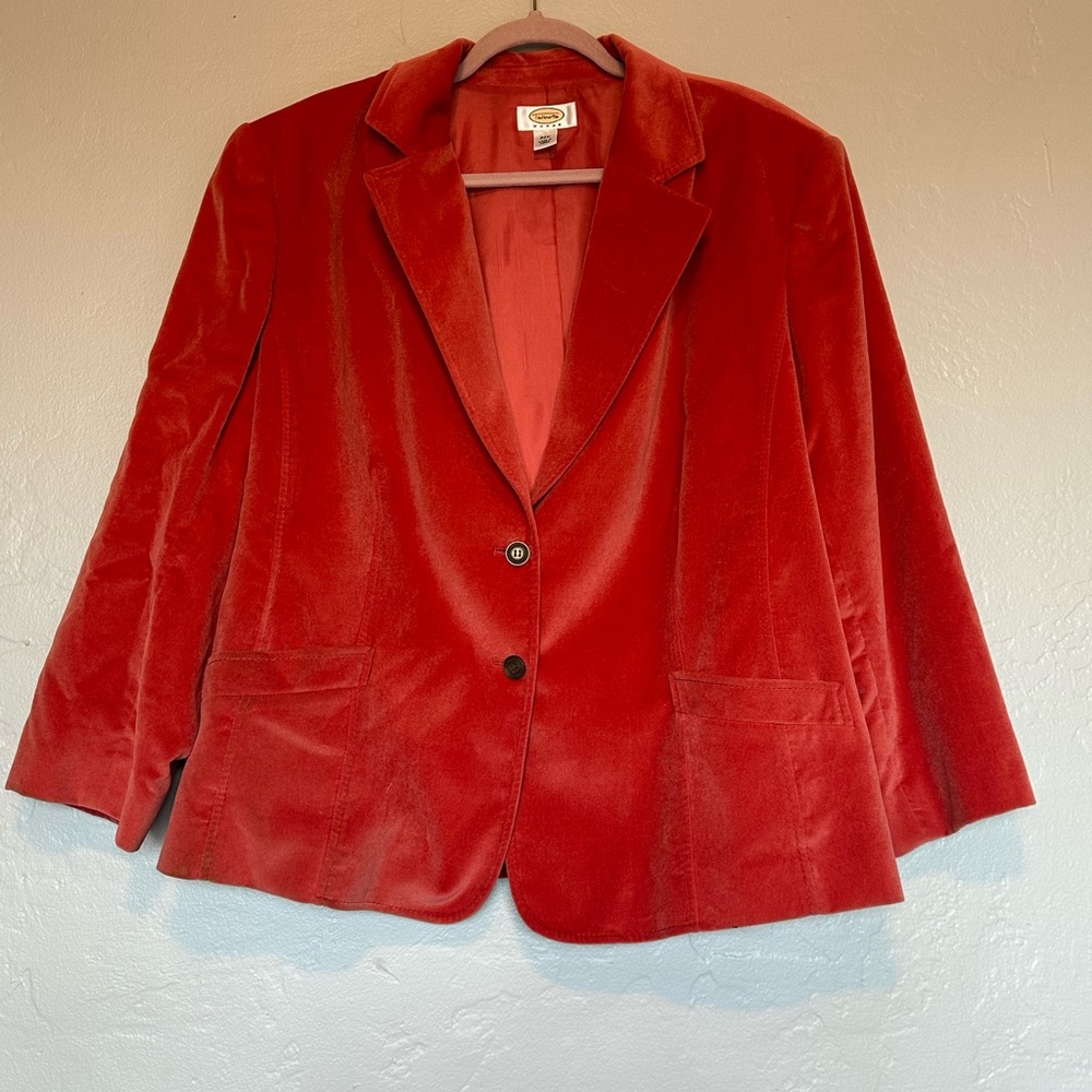 Talbots Orange Blazer Velvet Texture Classic Cut